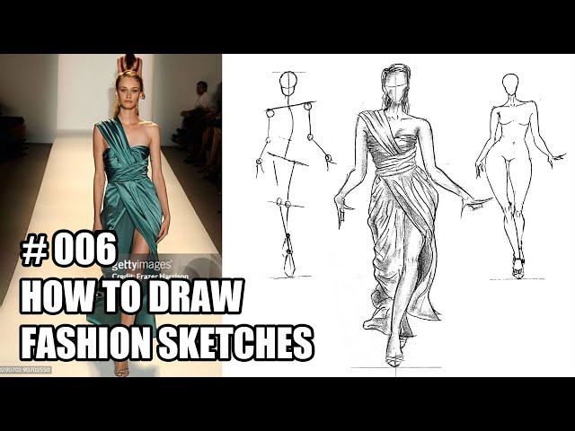 Learn How to Draw Model for Fashion Design in a Designer Dress / Figure Drawing Lesson