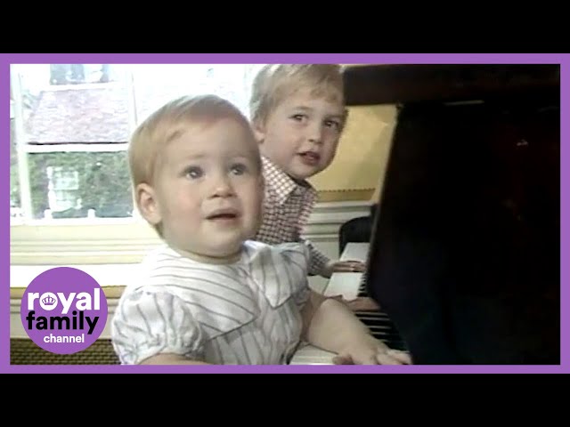 Adorable Princes William and Harry Tickle the Piano Keys