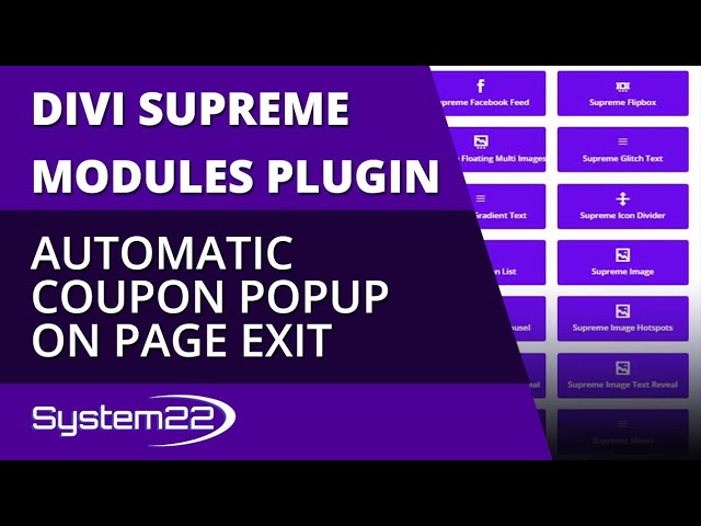 Divi Theme Supreme Modules Plugin Automatic Coupon Popup On Page Exit 👍