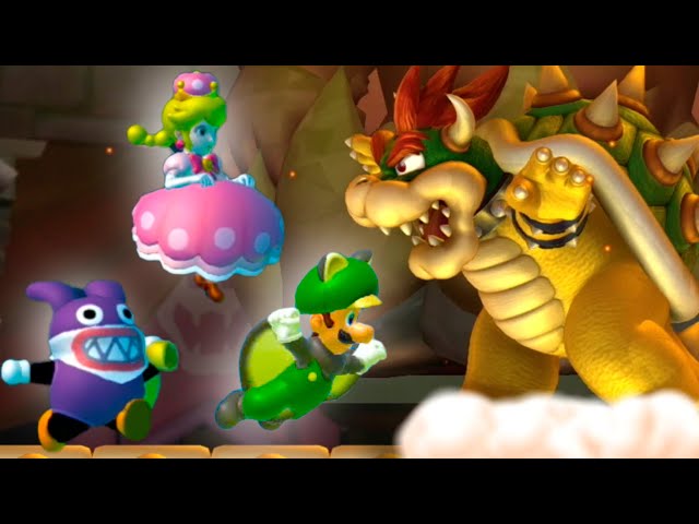 New Super Mario Bros. U Deluxe Final Boss – 3 Player Co-Op Walkthrough