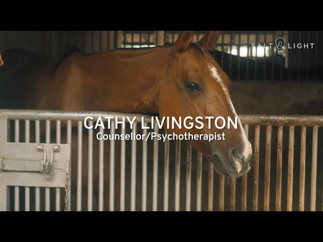 Cathy Livingston and her equine "co-therapist"