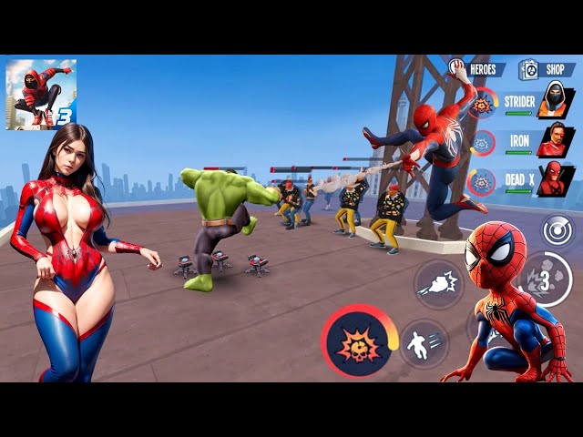Spiderman, Hulk, Ironman, Avengers, Marvel, Superhero Vs Criminal - Spider Fighter 3: Open World
