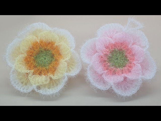 [수세미코바늘] 꽃모양 평면 수세미 뜨기  Crochet Dish Scrubby / flower crochet