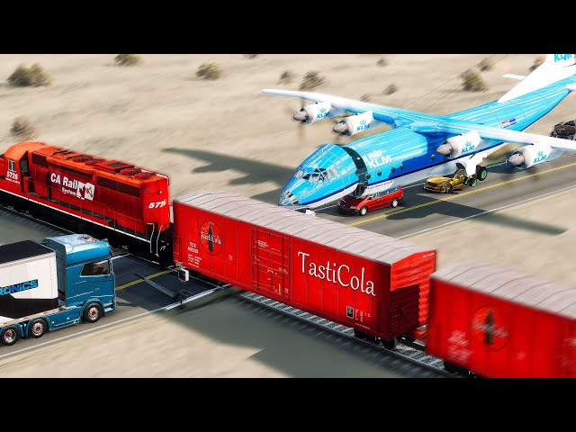 Plane Emergency Crash Landing onto a Train on Highway and other Accidents | BeamNG.Drive
