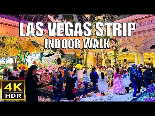 Las Vegas Strip: Mandalay Bay to Mirage Mostly Indoor Walk - April 2024