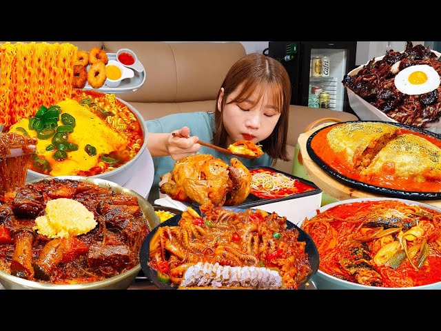 Sub)Real Mukbang- My Best Pick Cooking-Eating Videos👩🏻‍🍳 Ttteokbokki, Spicy Noodles🔥 KOREANFOOD ASMR