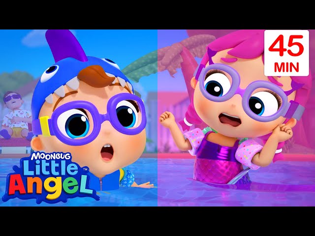 Baby Shark VS Mermaid Challenge! 🦈🧜‍♀️| Swimming Fun | Little Angel Kids Songs & Nursery Rhymes