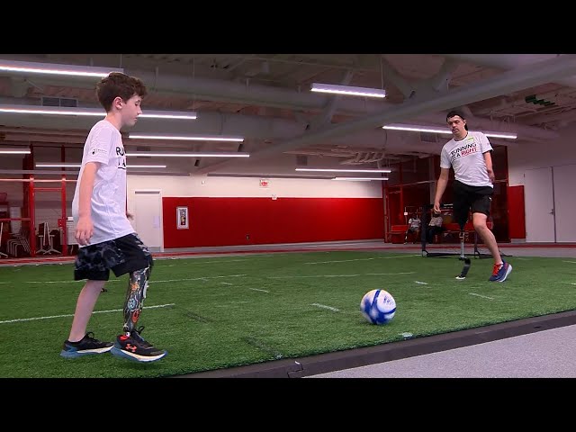 Kids with limb loss fitted for new running blades at Boston event
