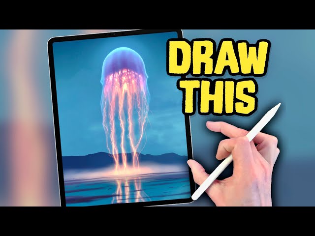 Jellyfish UFO Procreate drawing tutorial STEP BY STEP
