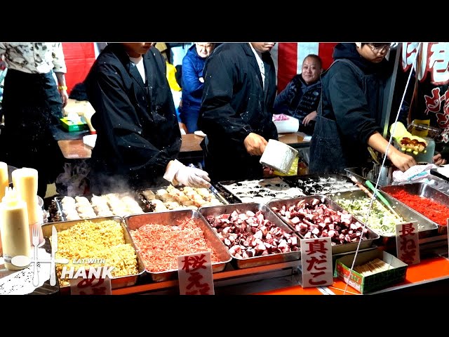 Senso ji Temple Night Street Food - Takoyaki, Blow Torched Scallops and More!