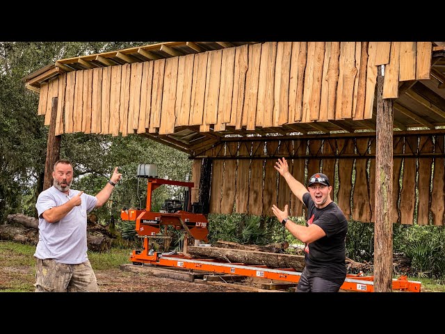Building a Pole Barn over the Wood-Mizer LT 15 Wide Sawmill - 9