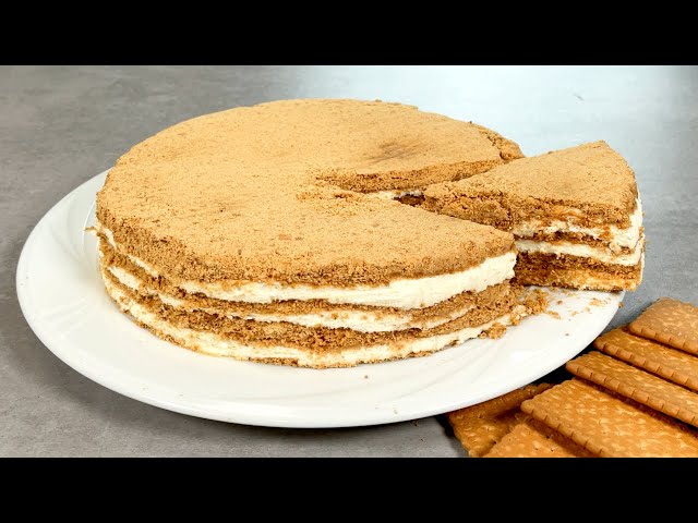A simple cake with biscuits no bake. Grandma's recipe stunned everyone! ASMR