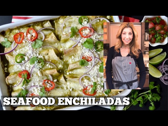 SEAFOOD ENCHILADAS with Roasted Tomatillo Salsa Verde