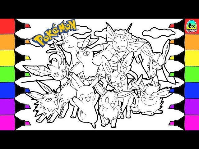 Pokémon coloring book pages for kids speed coloring Eevee evolutions