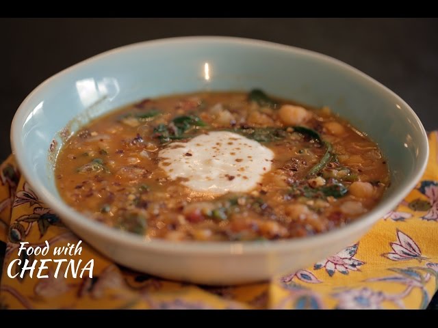 Delicious Lentils, Chickpeas and Spinach soup