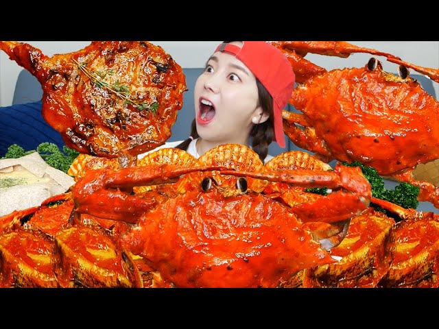 [Mukbang ASMR] Blue crab 🦀 Pork Tomahawk & cheese fondue Seafood Boil Abalone Eatingshow Ssoyoung