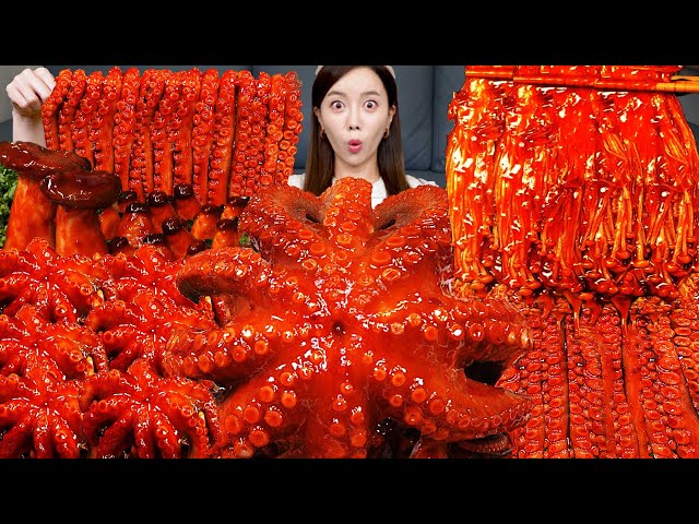 [Mukbang ASMR] Octopus Party🐙 Giant Octopus & Amazing Webfoot Octopus Spicy Mushroom Recipe Ssoyoung