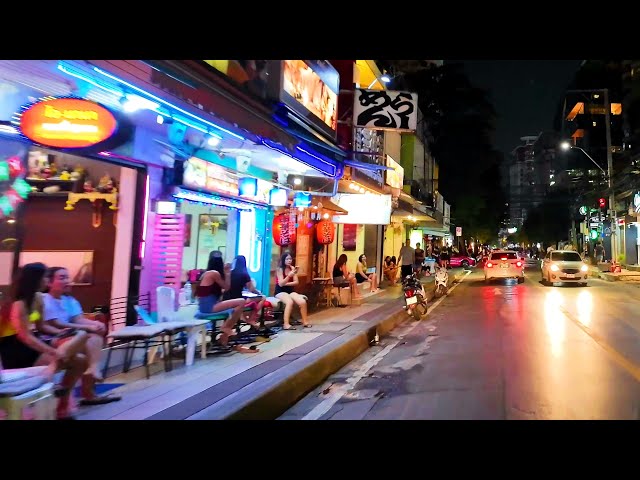 4K Thailand Travel 🇹🇭 Bangkok Downtown and Massage Streets Night Driving