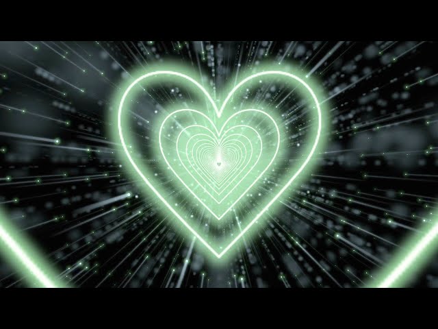Beautiful💚Pastel Green Heart Tunnel Heart Background - Neon Lights Love Heart Tunnel Loop [8 Hours]
