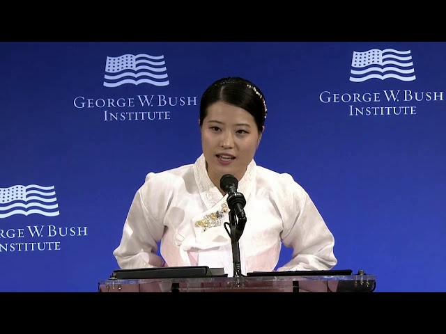 North Korean Grace Jo delivers remarks at The Spirit of Liberty