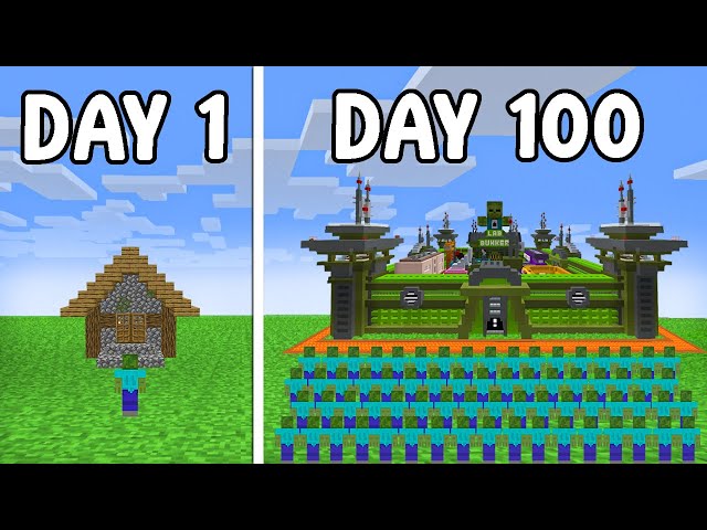 Survive 100 Days in Minecraft ZOMBIE BUNKER