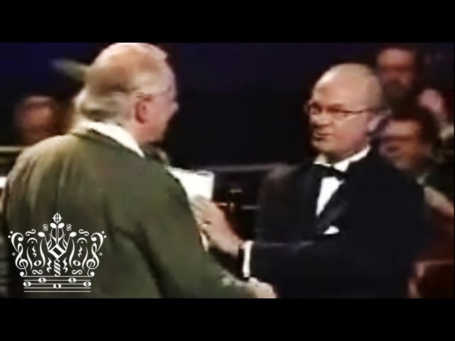 Burt Bacharach, Robert Moog and Karlheinz Stockhausen receiving the Polar Music Prize