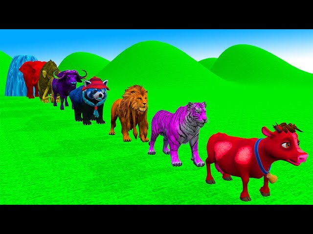 Paint Animals Gorilla Cow Tiger Lion Elephant Fountain Crossing Animal Game