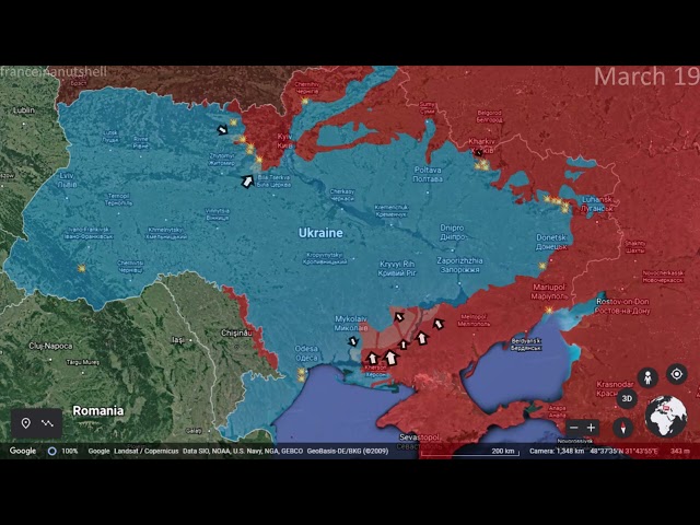 Russo-Ukrainian War: March 19 Mapped using Google Earth