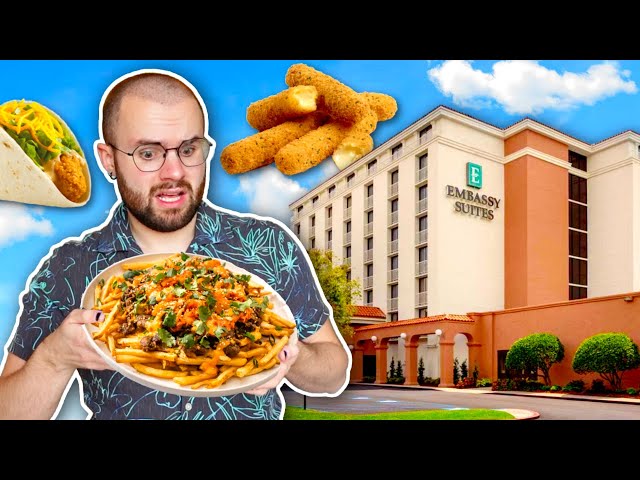 I Only Ate Embassy Suites Food for 24 HOURS! Hilton Hotel Room Service Review