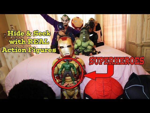 Hide and Seek with Superhero toys | Deion's playtime Skits