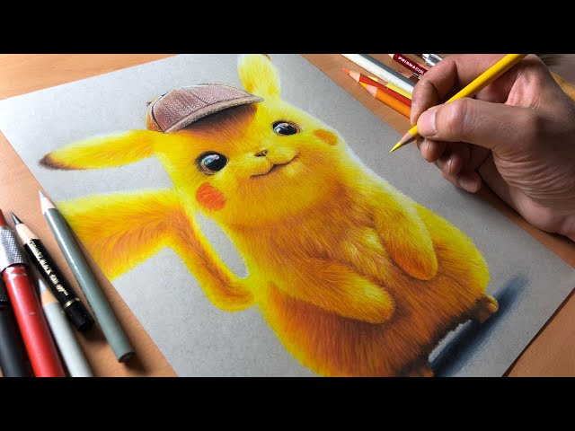 Drawing Detective Pikachu - Timelapse | Artology