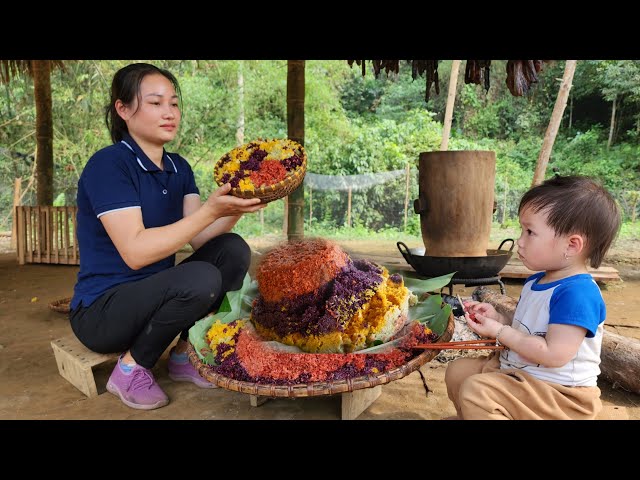 Process Of Making 7-Color Sticky Rice From Natural Leaves - Single mom, Daily life