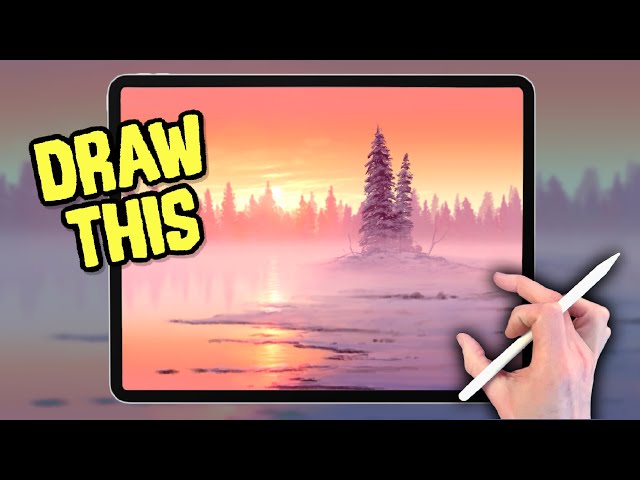Snow LANDSCAPE DRAWING Tutorial in PROCREATE