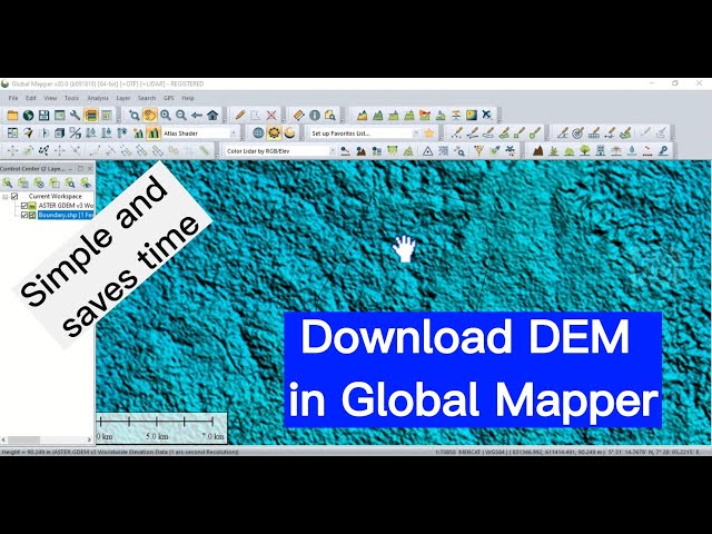 Download Aster Digital Elevation Model (DEM) for a specific study area in Global Mapper