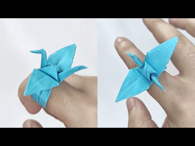 Origami CRANE RING | How to make a paper ring with crane