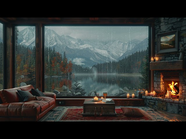 Rainforest Cabin Room - Soothing Jazz Music & Warm Fireplace for Sleeping, Studying, and Relaxing