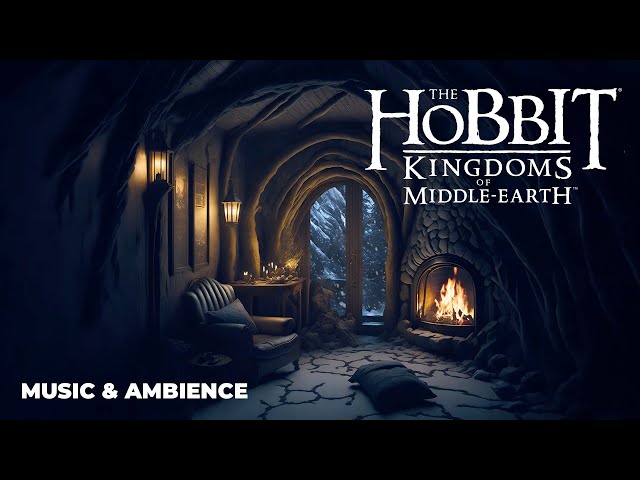 Snowy Evening in a Cozy Hobbit Room: Fireplace and Relaxing Tunes
