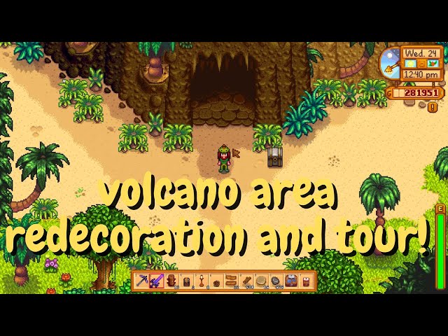 decorating the outside of the Volcano Mines in Stardew Valley!