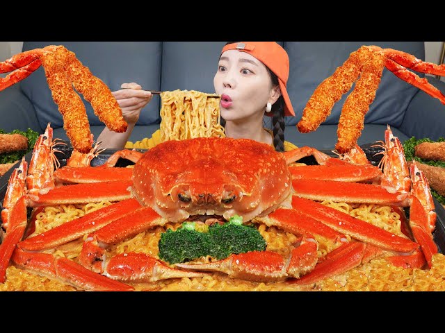 [Mukbang ASMR] Seafood 🦀 Shin Ramyun Toowoomba pasta & Homemade Fried Red Snow Crab Recipe Ssoyoung