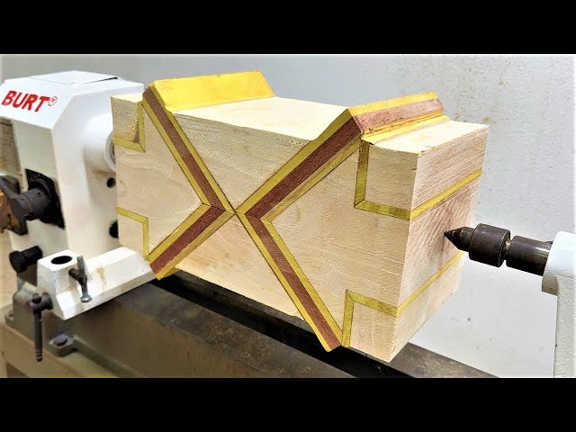 Woodworking Genius With Extremely Delicate Color Combinations Of A Carpenter On A Wood Lathe
