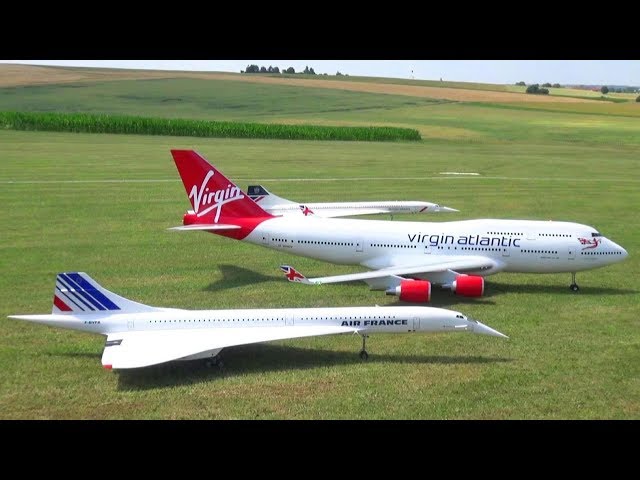 UNBELIEVABLE RC FLIGHT COMBO BOEING 747 AND 2X CONCORDE AIR SHOW
