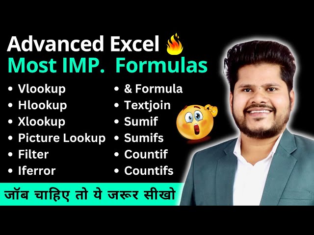 12 Most Useful Excel Formulas and Functions | Excel Formulas in Hindi