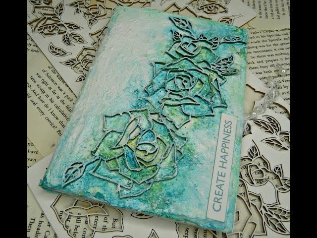 Art journal cover with Snip-Art chipboards, mixed media process