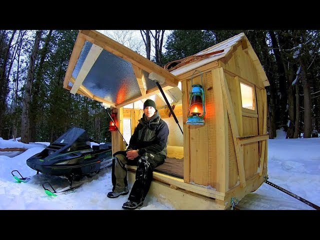 Cozy Snowmobile Camper / Sled Shelter / Ice Hut / Log Cabin Update- Ep 11.4