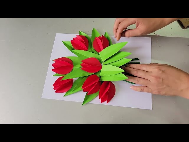 mẫu bức tranh hoa từ giấy màu A4 - thủ công tại nhà