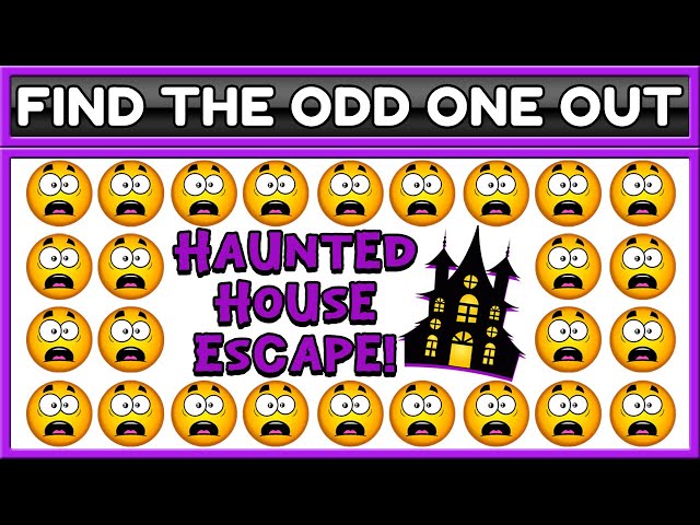 Find the Odd Emoji Out - Haunted House Emoji Brain Games