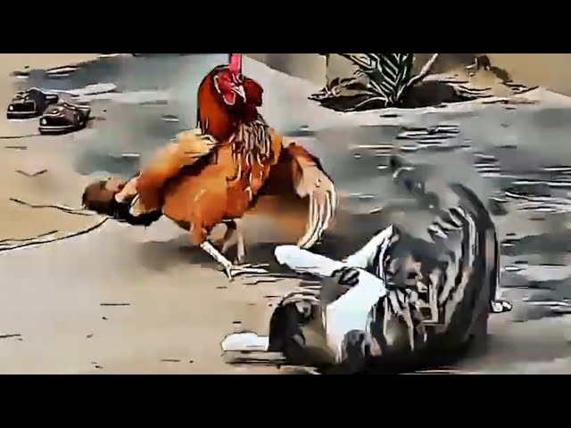 Who will win the chicken or the cat? Place your bets. Cartoon. 4K #cat #chicken #4k