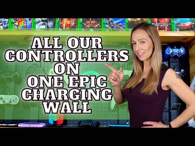 DIY- All our video game controllers mounted on one epic charging wall!