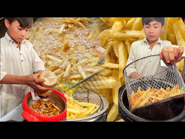 11 Years Old Kid Selling French Fries 🍟 Street Food Afghani Fries Recipe | Hardworking Afghani Boy