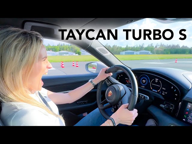 Im Porsche Taycan Turbo S auf dem Flugplatz I Launch Control & Handling